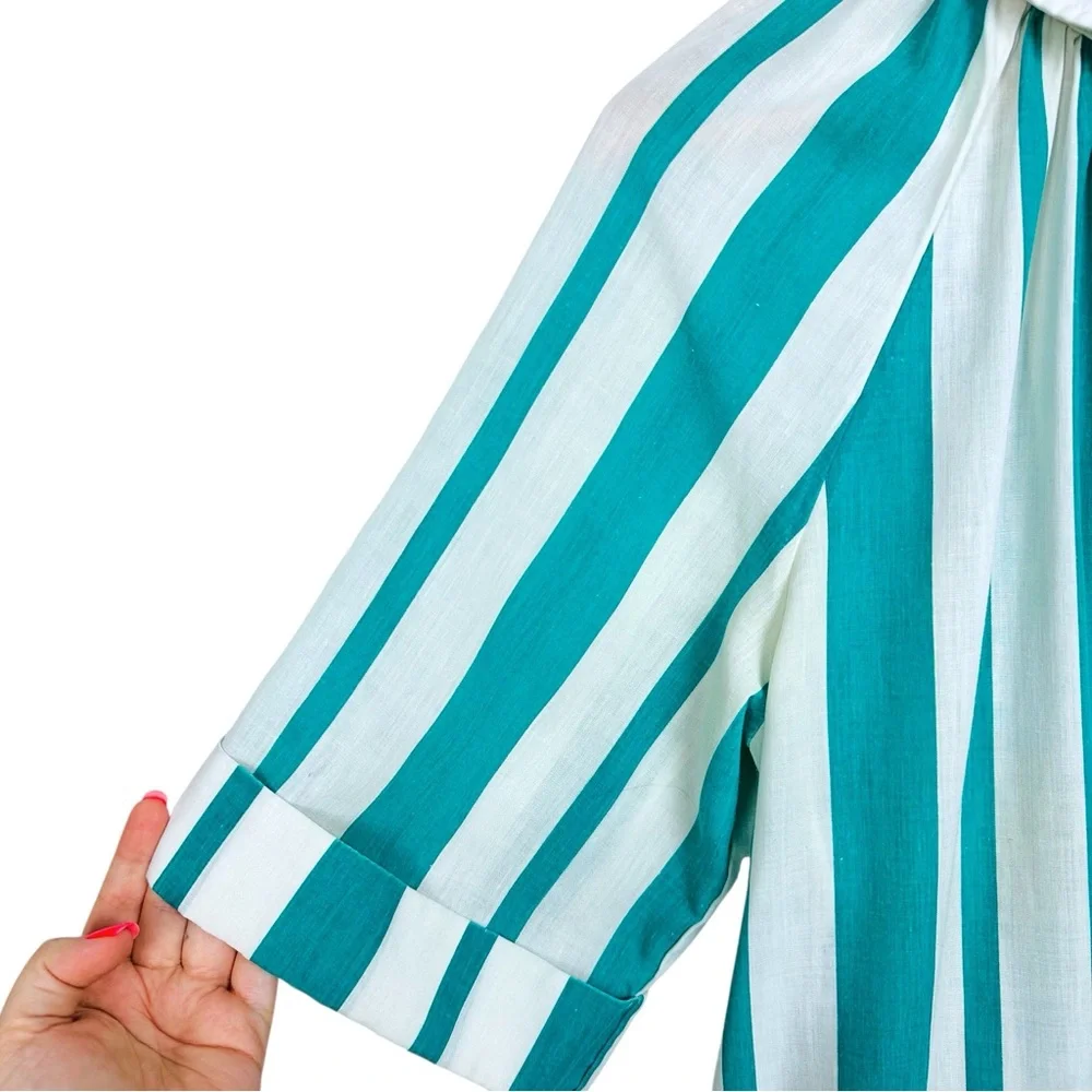 Models Coat 60s Striped Clown Snap Up Funky Retro Nightgown Mumu Sleep Dress XXL - Picture 3 of 11